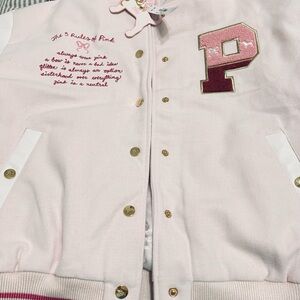 LoveShackFancy Pink Varsity Jacket